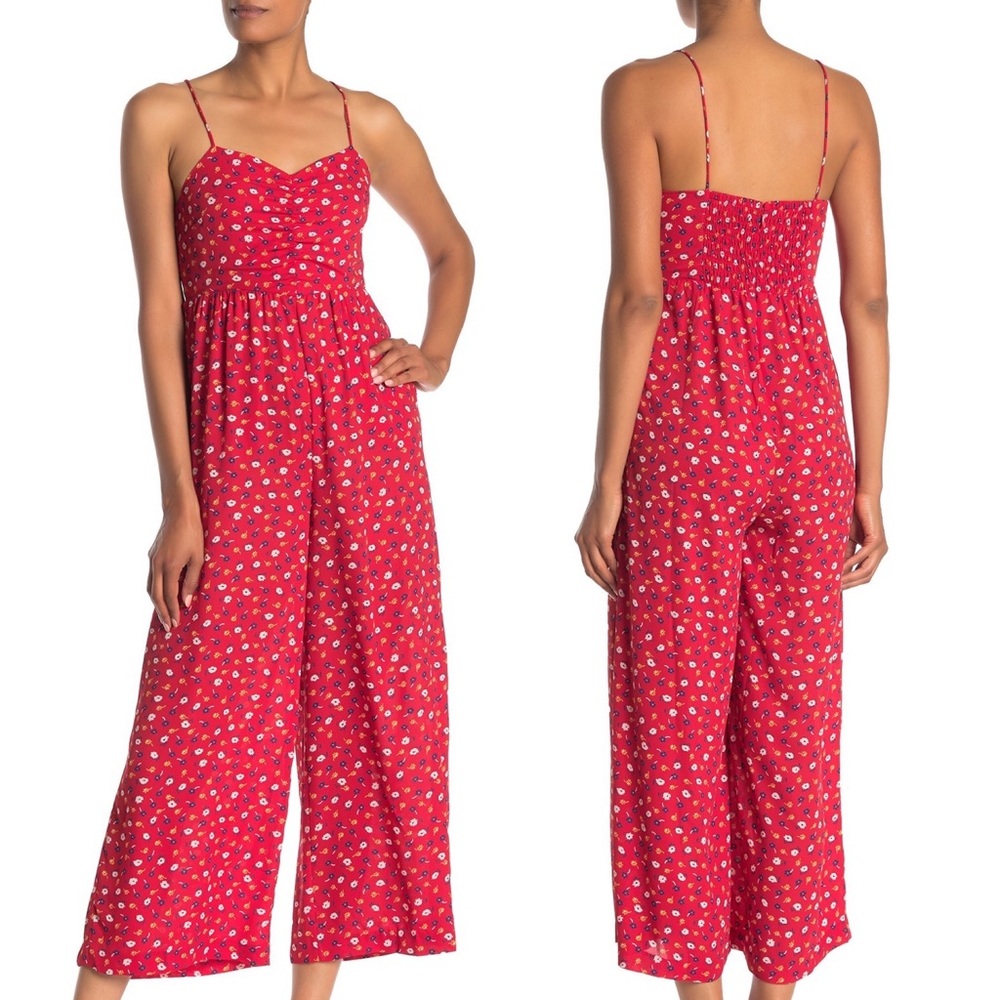 NWT | Madewell | Red Floral Wide Leg Jumpsuit